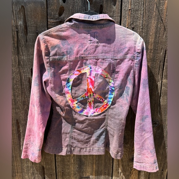 ND Division Purple Peace Tie Dye Denim Bohemian Hippie Jean Jacket - Picture 2 of 9